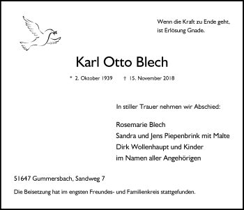 Anzeige von Karl Otto Blech von  Anzeigen Echo 