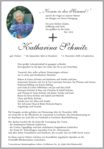 Anzeige von Katharina Schmitz von  Blickpunkt Euskirchen 