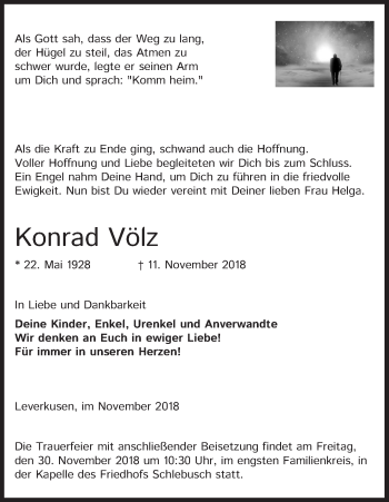 Anzeige von Konrad Völz von Kölner Stadt-Anzeiger / Kölnische Rundschau / Express