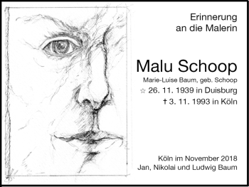 Anzeige von Marie-Luise Baum von Kölner Stadt-Anzeiger / Kölnische Rundschau / Express