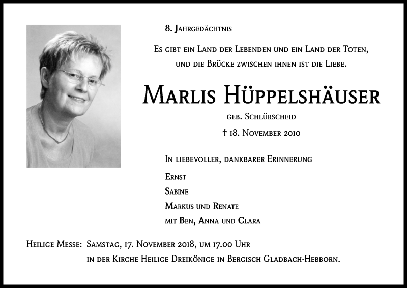  Traueranzeige für Marlis Hüppelshäuser vom 18.07.2023 aus Kölner Stadt-Anzeiger / Kölnische Rundschau / Express