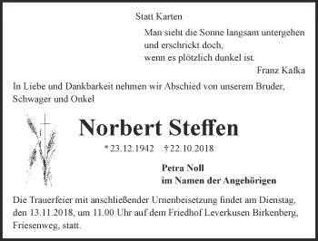 Anzeige von Norbert Steffen von  Lokale Informationen 