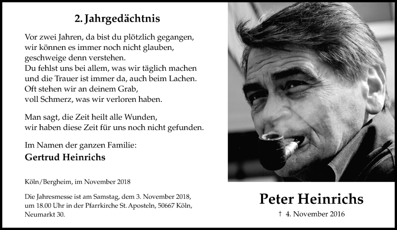  Traueranzeige für Peter Heinrichs vom 18.07.2023 aus Kölner Stadt-Anzeiger / Kölnische Rundschau / Express