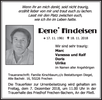 Anzeige von René Findeisen von  Sonntags-Post 