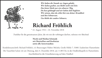 Anzeige von Richard Fröhlich von  Blickpunkt Euskirchen 