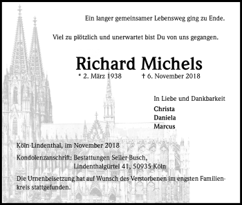 Anzeige von Richard Michels von Kölner Stadt-Anzeiger / Kölnische Rundschau / Express