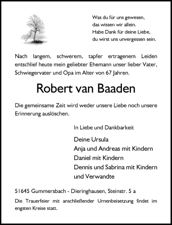 Anzeige von Robert van Baaden von  Anzeigen Echo 