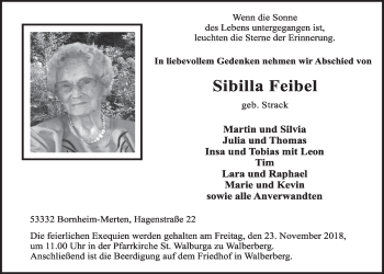 Anzeige von Sibilla Feibel von  Schlossbote/Werbekurier 