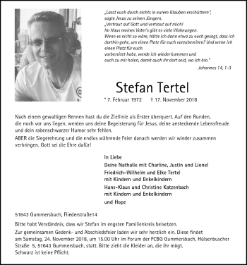 Anzeige von Stefan Tertel von  Anzeigen Echo 