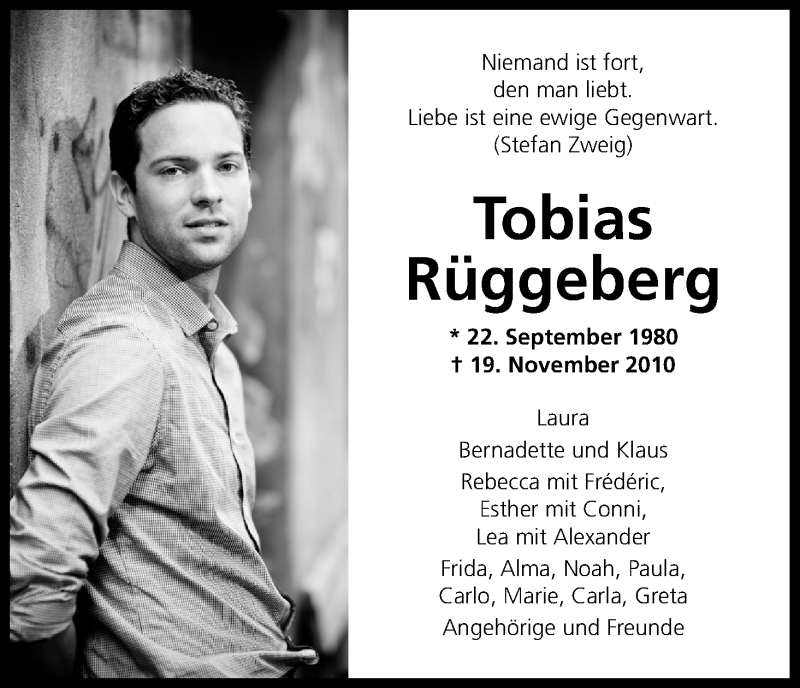  Traueranzeige für Tobias Rüggeberg vom 17.11.2018 aus Kölner Stadt-Anzeiger / Kölnische Rundschau / Express