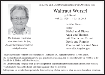 Anzeige von Waltraut Wurzel von  Werbepost 