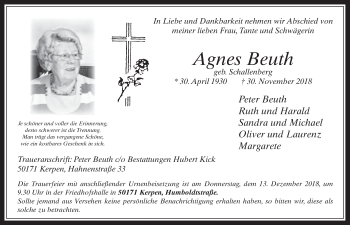 Anzeige von Agnes Beuth von  Werbepost 
