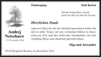 Anzeige von Andrej Netschaew von  Wochenende  Werbepost 