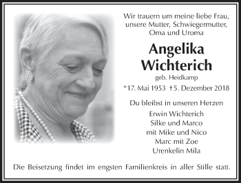 Anzeige von Angelika Wichterich von  Bergisches Handelsblatt 
