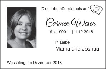 Anzeige von Carmen Wesen von  Schlossbote/Werbekurier 