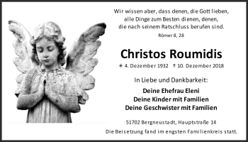 Anzeige von Christos Roumidis von  Anzeigen Echo 