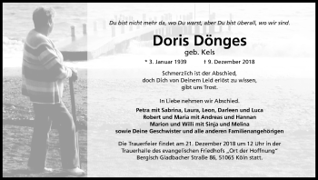 Anzeige von Doris Dönges von Kölner Stadt-Anzeiger / Kölnische Rundschau / Express