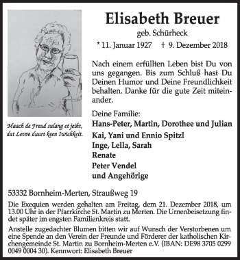 Anzeige von Elisabeth Breuer von  Schlossbote/Werbekurier 