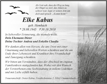 Anzeige von Elke Kabus von  Anzeigen Echo 