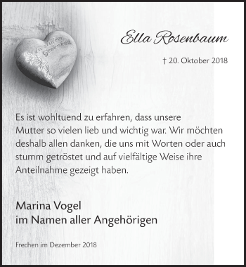 Anzeige von Ella Rosenbaum von  Wochenende 