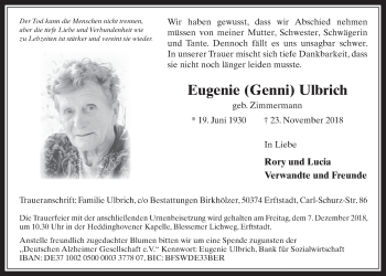Anzeige von Eugenie Ulbrich von  Werbepost 