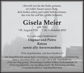 Anzeige von Gisela Meier von  Anzeigen Echo 