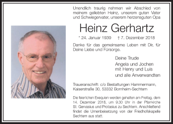 Anzeige von Heinz Gerhartz von  Schlossbote/Werbekurier 