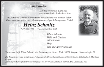 Anzeige von Heinz Schmitz von  Werbepost 