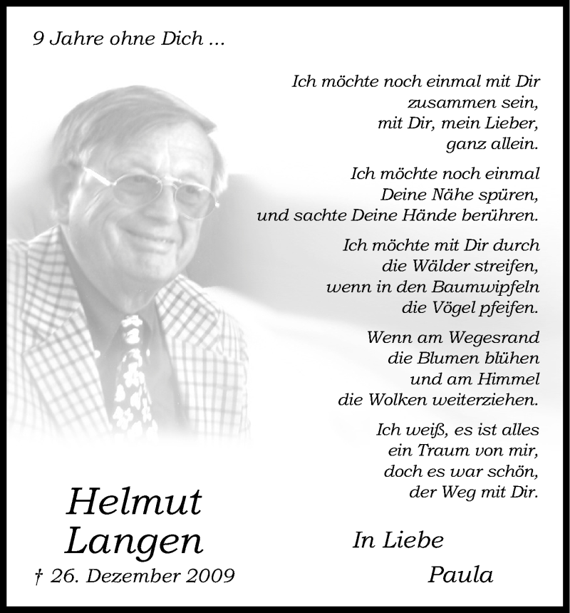  Traueranzeige für Helmut Langen vom 18.07.2023 aus Kölner Stadt-Anzeiger / Kölnische Rundschau / Express