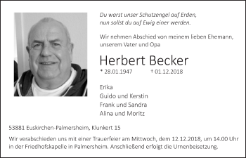 Anzeige von Herbert Becker von  Blickpunkt Euskirchen 