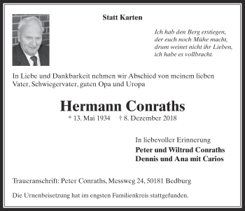 Anzeige von Hermann Conraths von  Werbepost 