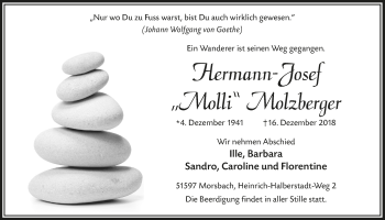 Anzeige von Hermann-Josef Molzberger von  Lokalanzeiger 