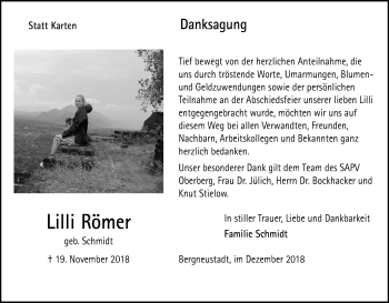Anzeige von Lilli Römer von Kölner Stadt-Anzeiger / Kölnische Rundschau / Express