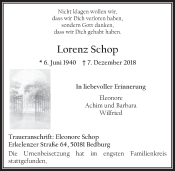 Anzeige von Lorenz Schop von  Werbepost 