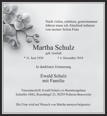 Anzeige von Martha Schulz von  Werbepost 