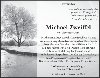 Anzeige von Michael Zweifel von  Blickpunkt Euskirchen 