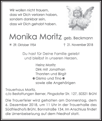 Anzeige von Monika Moritz von  Schlossbote/Werbekurier 