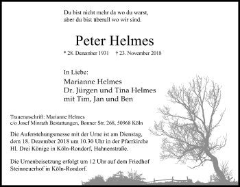 Anzeige von Peter Helmes von Kölner Stadt-Anzeiger / Kölnische Rundschau / Express