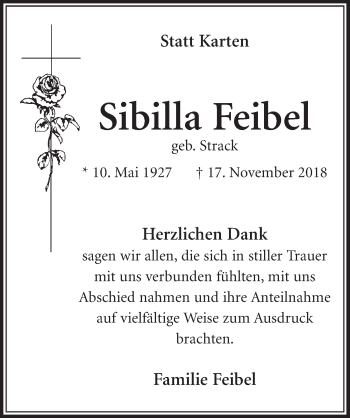 Anzeige von Sibilla Feibel von  Schlossbote/Werbekurier 