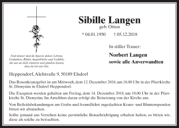 Anzeige von Sibille Langen von  Werbepost 