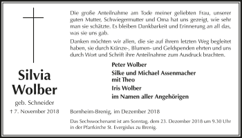 Anzeige von Silvia Wolber von  Schaufenster/Blickpunkt 