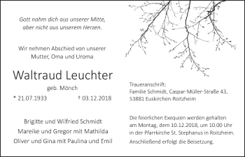 Anzeige von Waltraud Leuchter von  Blickpunkt Euskirchen 