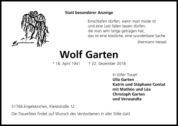 Anzeige von Wolf Garten von Kölner Stadt-Anzeiger / Kölnische Rundschau / Express