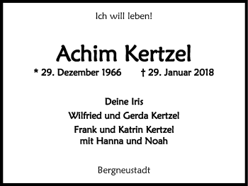 Anzeige von Achim Kertzel von Kölner Stadt-Anzeiger / Kölnische Rundschau / Express