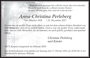 Anzeige von Anna-Christina Perleberg von  Werbepost 