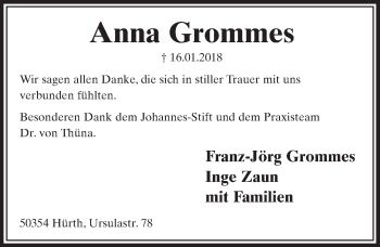 Anzeige von Anna Grommes von  Schlossbote/Werbekurier 