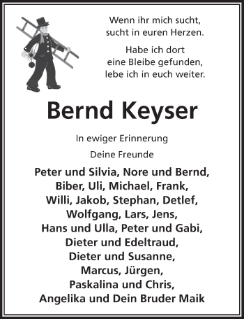 Anzeige von Bernd Keyser von  Bergisches Handelsblatt 