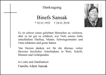 Anzeige von Binefs Sansak von  Blickpunkt Euskirchen 