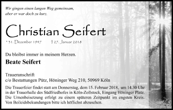Anzeige von Christian Seifert von Kölner Stadt-Anzeiger / Kölnische Rundschau / Express