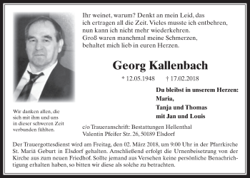 Anzeige von Georg Kallenbach von  Werbepost 
